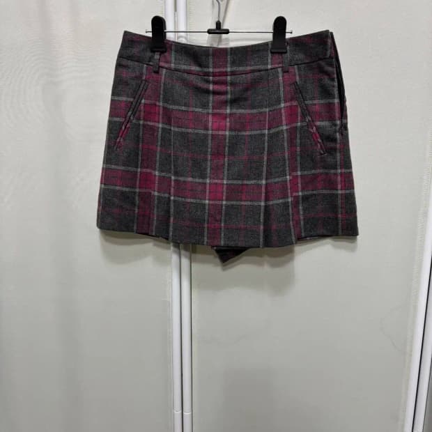 빈폴 체크 무늬 모 100% 치마 반바지