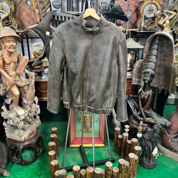 게스 GUESS 인조 가죽 무스탕 빈티지 자켓 점퍼 XL