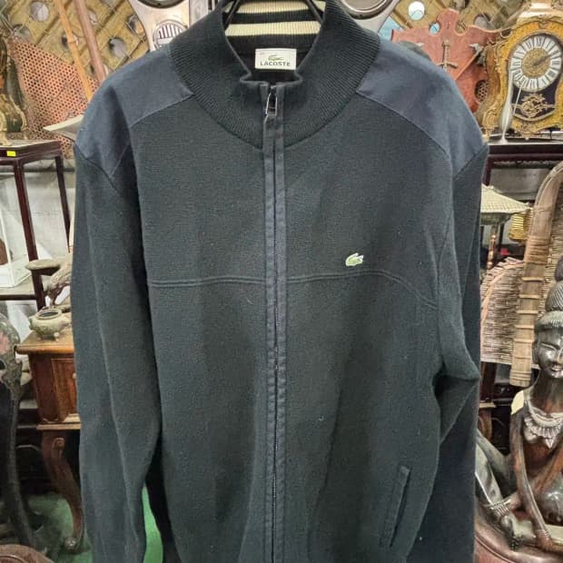 라코스테(Lacoste) 남성 블랙 집업 재킷 105