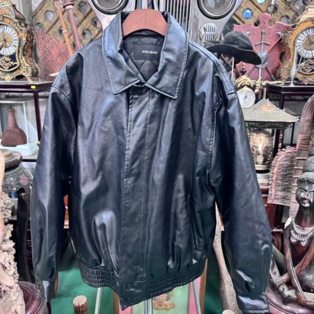 아르반 무신사 인조 오버 블랙 가죽자켓