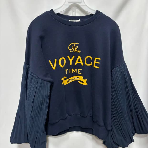 밀러 소매 플리츠 포인트 맨투맨 S