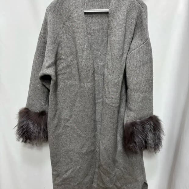 손목 털 포인트 롱 니트 가디건