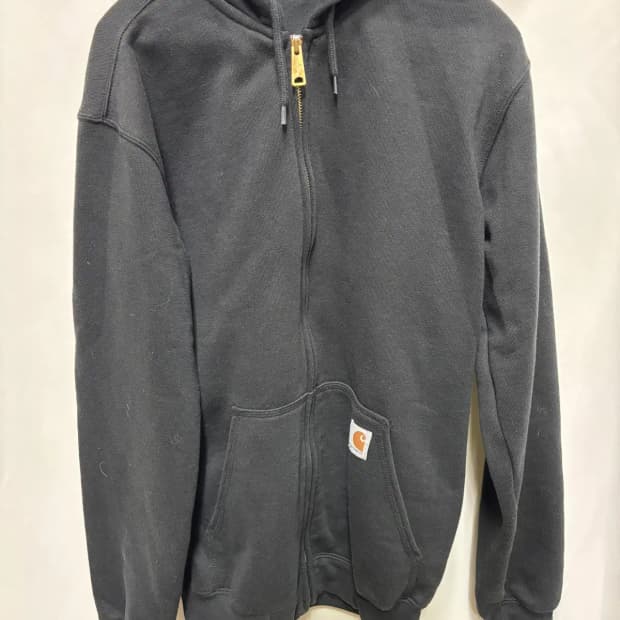 칼하트 레인디펜더 워크웨어 써멀 후드 집업 워싱 블랙