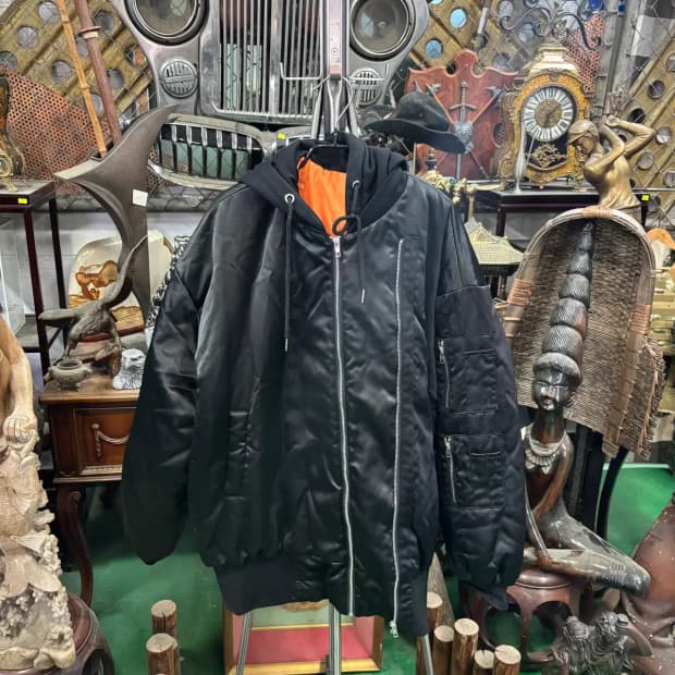 오버사이즈 루즈핏 블랙 항공 점퍼