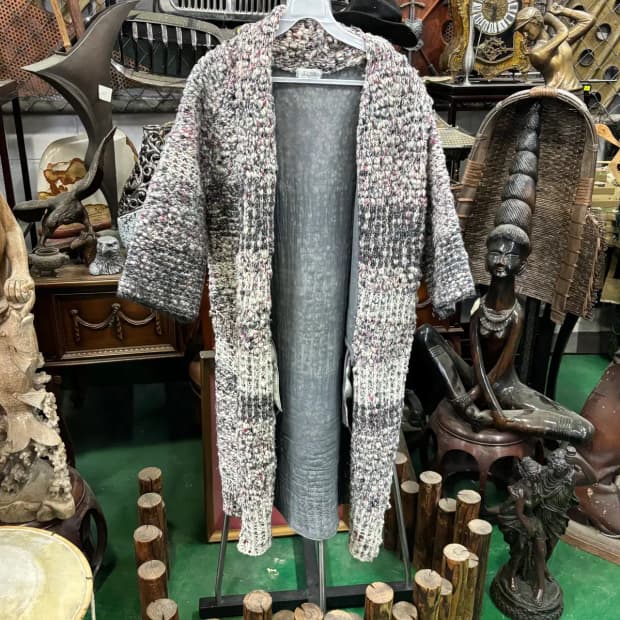 타임(TIME) 보카시 짜임 롱 니트 가디건 코트