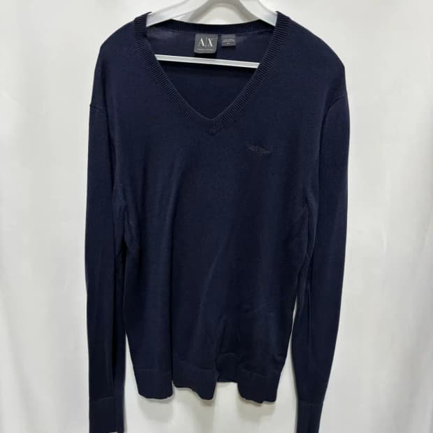 알마니 익스체인지 네이비 블루 V넥 니트 스웨터 M