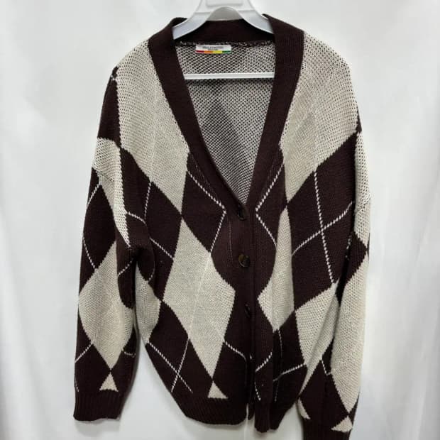 빨주노초 아가일 패턴 루즈핏 가디건