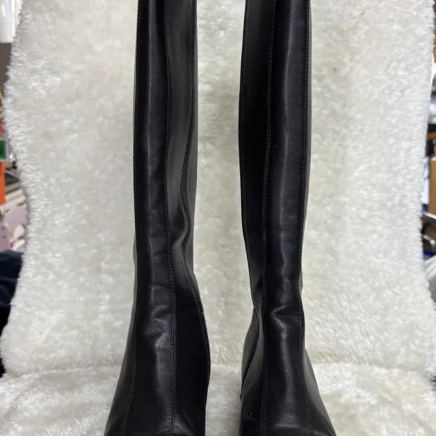 슬림핏 스퀘어토 인조 가죽 롱부츠