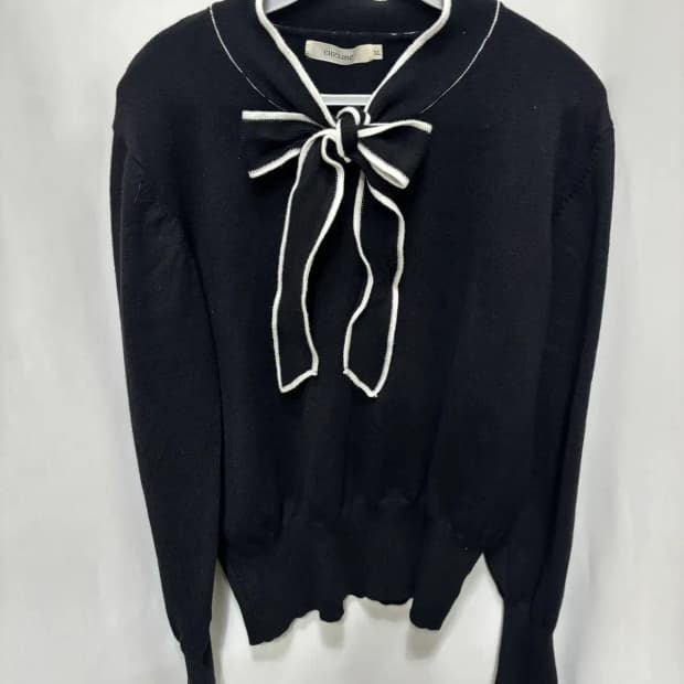 시크라인(Chicline)타이 보우 리본 배색 니트