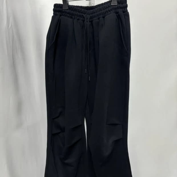 남녀공용 바운더리 블랙 와이드핏 카고 트레이닝 팬츠 L