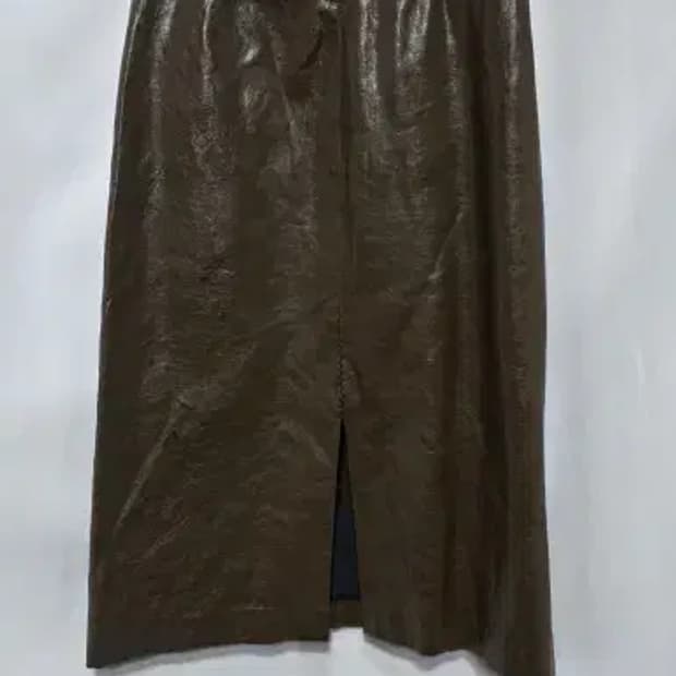 퀸즈레빗 빈티지 브라운 가죽 앞트임 스커트 S