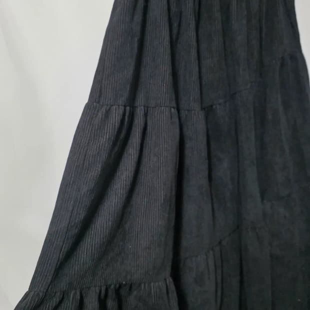 블랙 골지 밴딩 캉캉 롱 스커트 편한치 코듀로이스커트 골덴치마