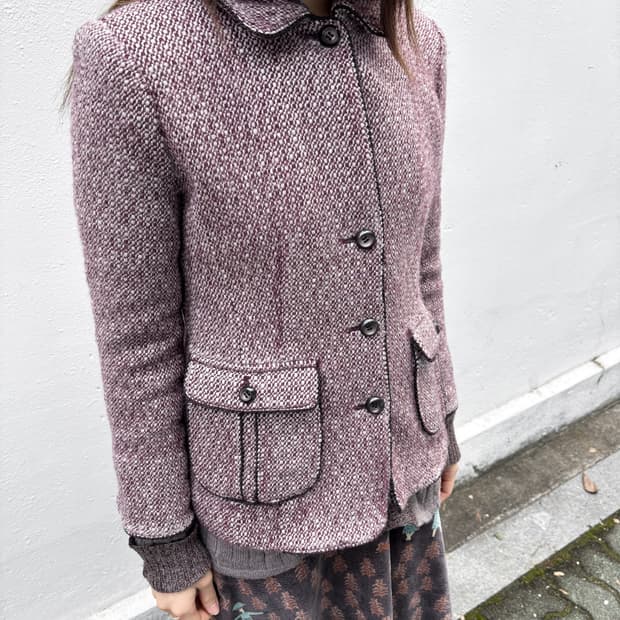 빈티지 퍼플 울 자켓 숏코트