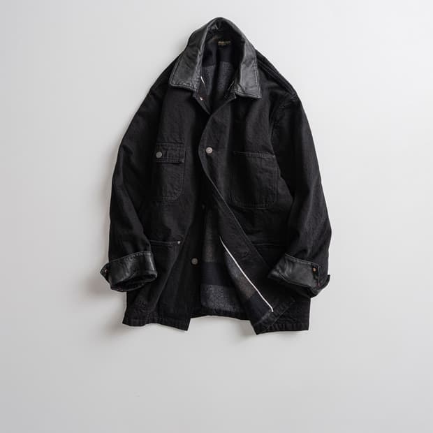 비헤비어 25 Fw WASHED LEATHER COLLAR COVERAL