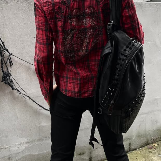 2000s 잭로즈 X 롤링스톤즈 펑크 큐빅 디테일 셔츠