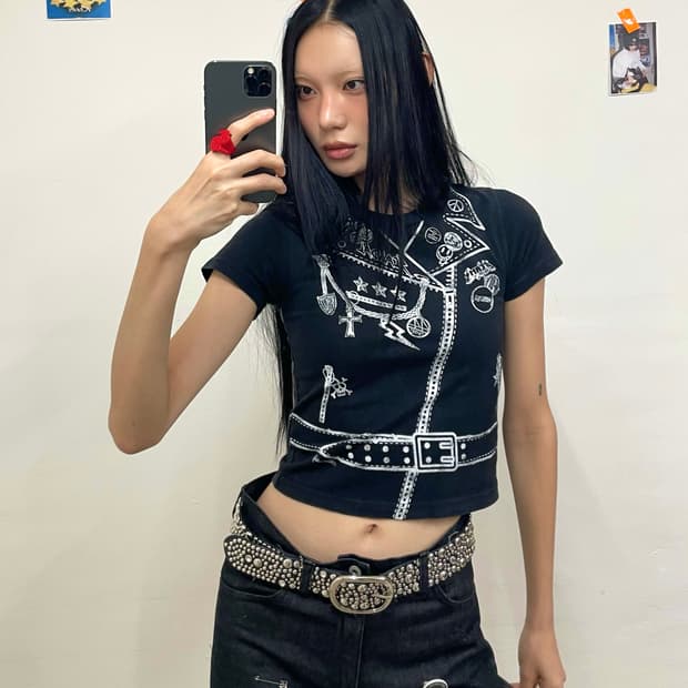 Punk Rider Jacket Long Frouille T-shirt 