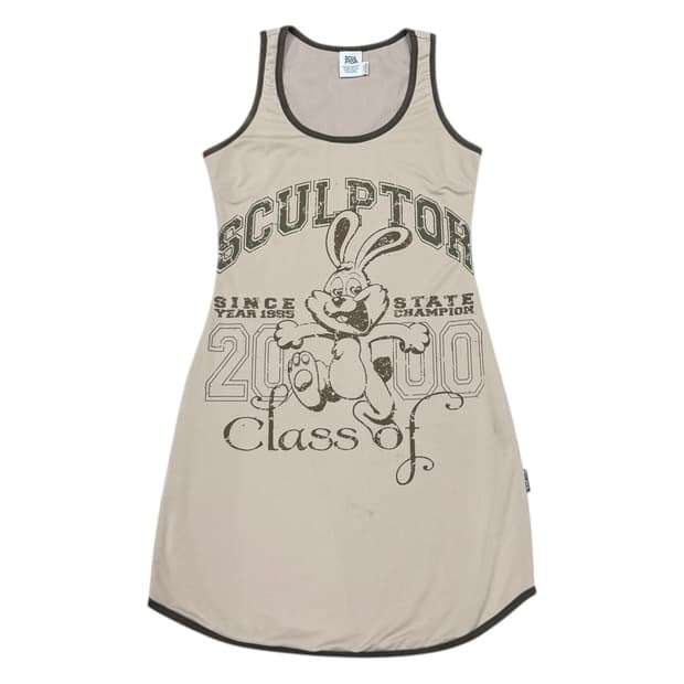 스컬프터 토끼 레빗 저지 슬리브리스 나시 원피스 M