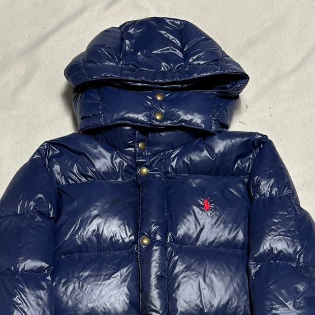XL 폴로랄프로렌 덕다운 네이비 유광 후드 패딩
