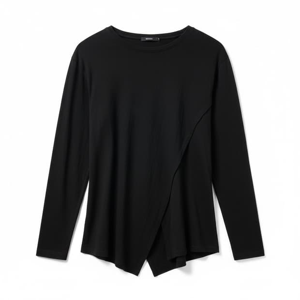 THEILMA 더일마 블랙 비대칭 긴팔 티셔츠