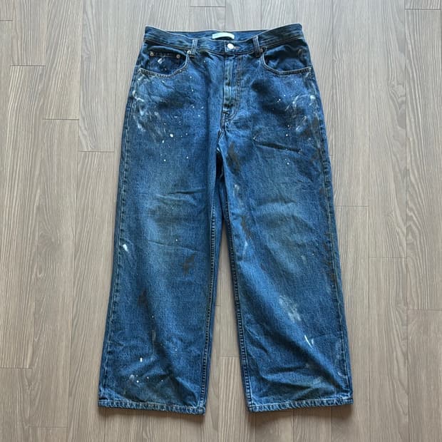 헬무트랭 와이드 레그 페인팅 데님 진