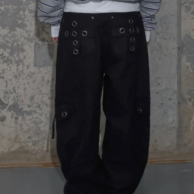 팬시클럽 포켓 카고 팬츠 블랙 