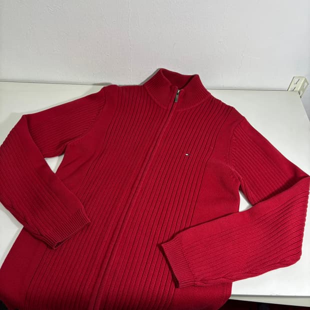 L 타미힐피거 레드 투웨이 니트집업