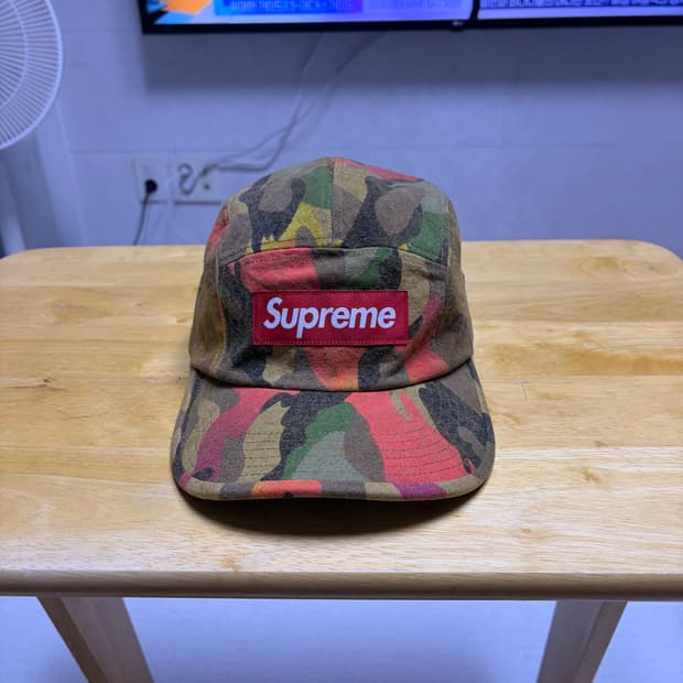 슈프림 워시드 캔버스 캠프캡 탄 카모 24SS
