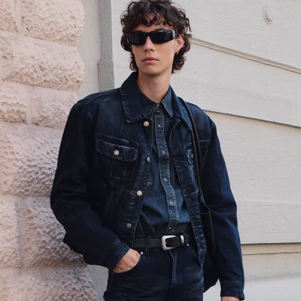 엘무드 버번 데님 트러커 자켓 46 미드나잇블루 1회착