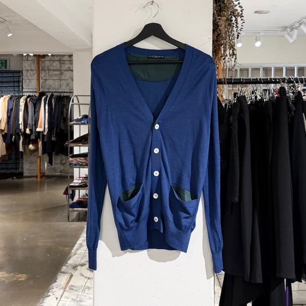 사카이 블루 울 캐시미어 실크 혼방 니트 가디건