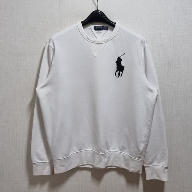 ( L ) 폴로 랄프로렌 화이트 빅로고 포니 맨투맨