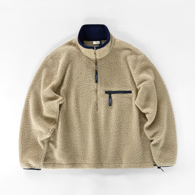 90s 빈티지 엘엘빈 플리스 하프 집 풀오버