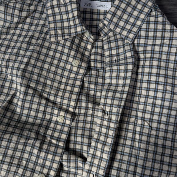 자라 체크 반팔셔츠