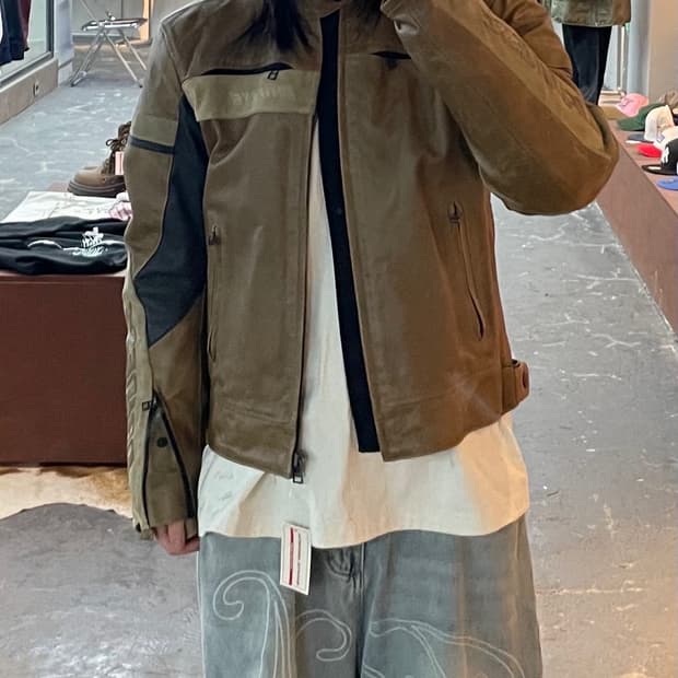 다이네즈 브라운 레더 바이커 자켓 H1725