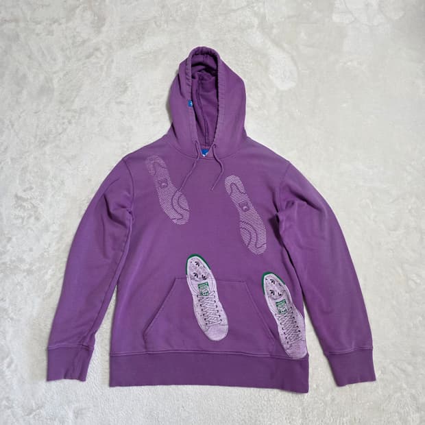 (S)여성 아디다스 빈티지 스탠스미스 프린팅 후드티 퍼플