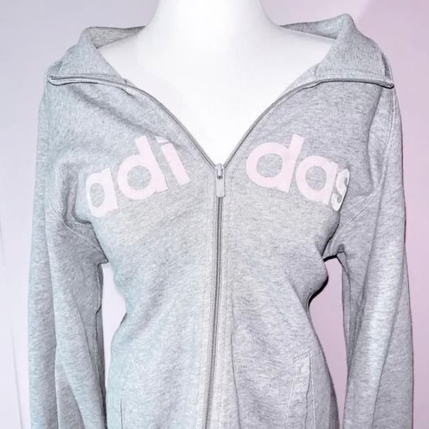 아디다스 연핑크 그레이 저지 트랙탑 집업