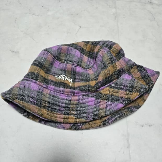 스투시 브러쉬드 플레이드 울 버킷햇 S/M