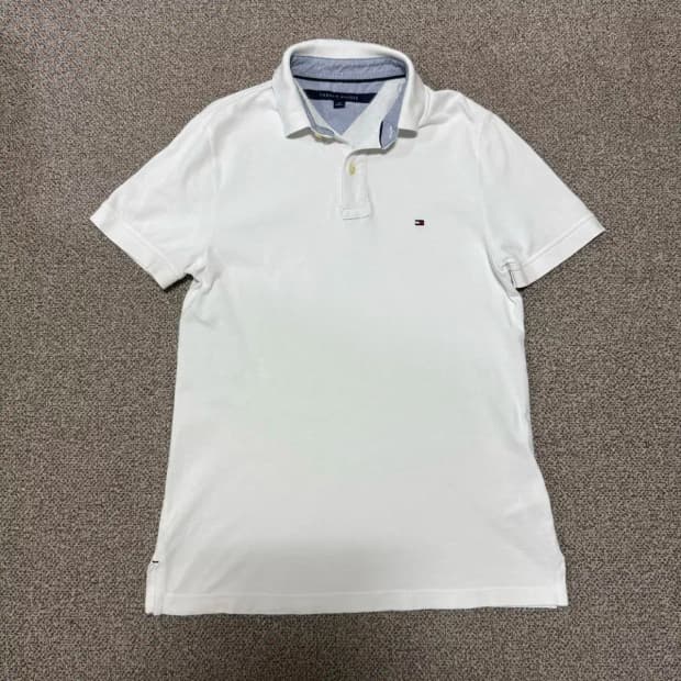 S 타미힐피거 화이트 반팔 카라티