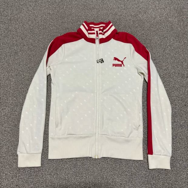 M 푸마 화이트/레드 트랙 자켓