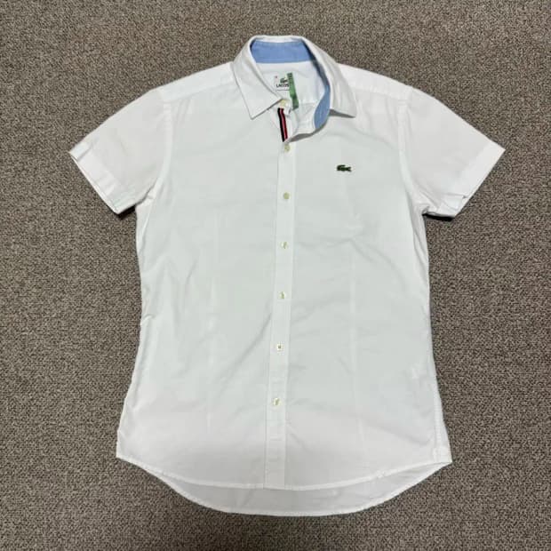 38 라코스테 화이트 반팔 셔츠