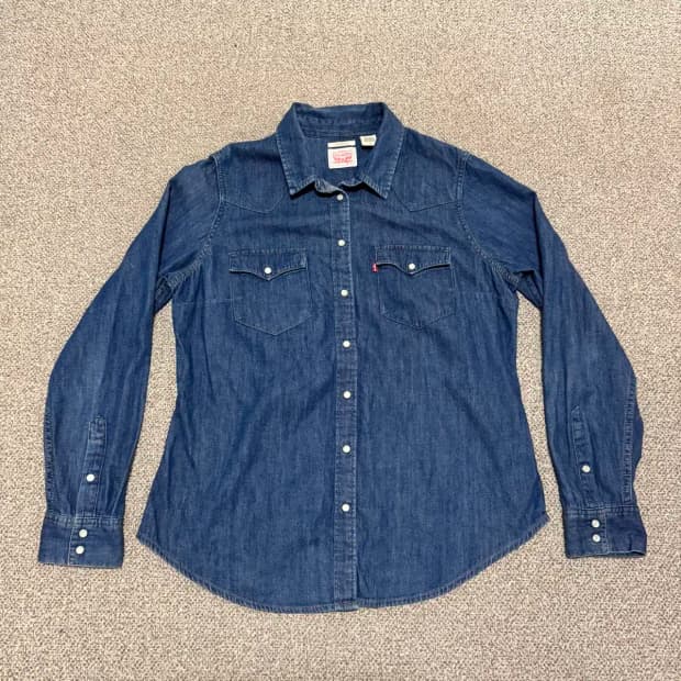 L 리바이스 데님 셔츠 여성