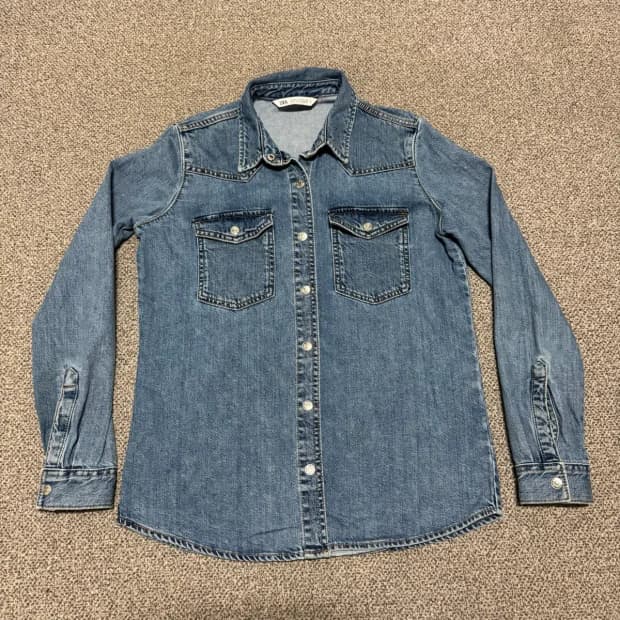 Xs 자라 데님 셔츠