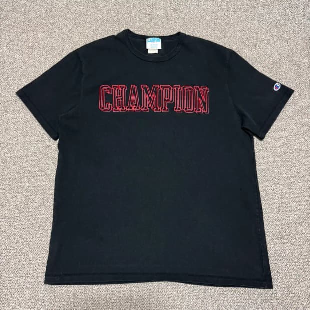 L 챔피온 블랙 반팔 티셔츠