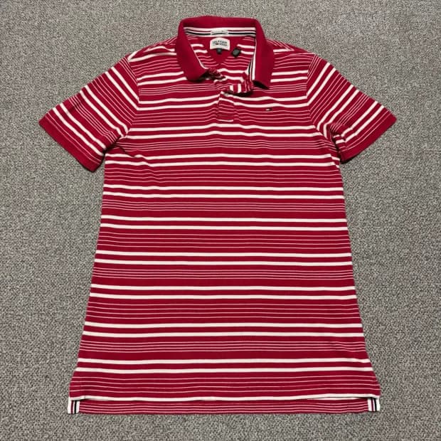XL 타미힐피거 줄무늬 반팔 카라티