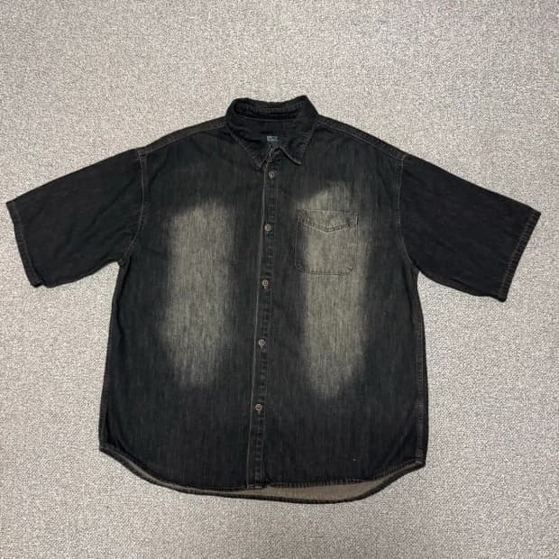 3 디미트리블랙 데님 반팔 셔츠