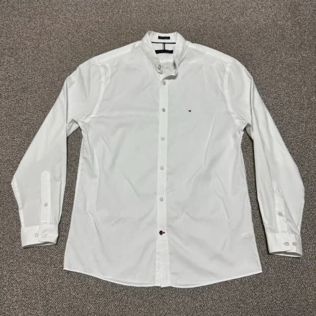 타미힐피거 화이트 차이나 카라 셔츠