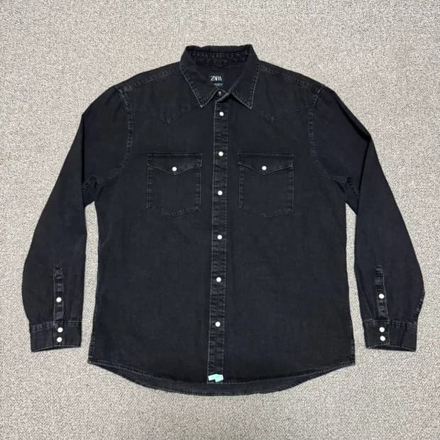 XXL 자라 흑청 데님 셔츠