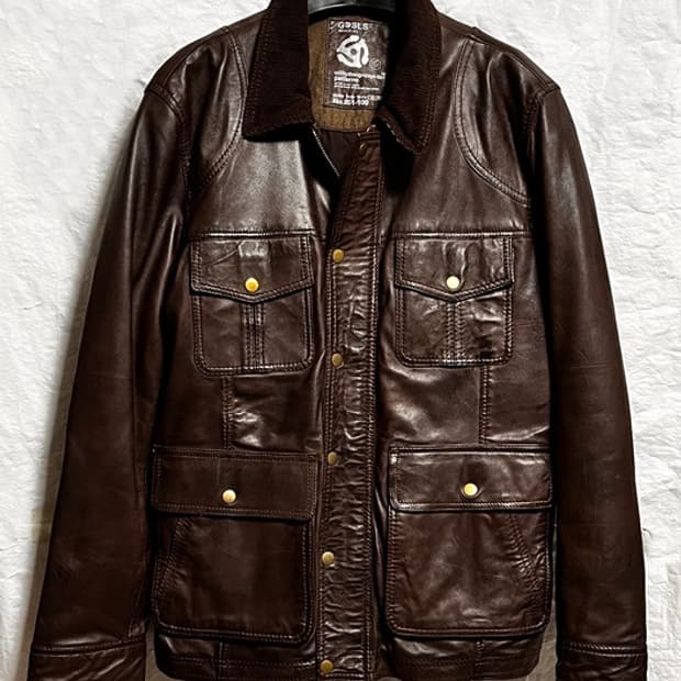 영국 코듀로이 카라  가죽 필드 자켓  xl