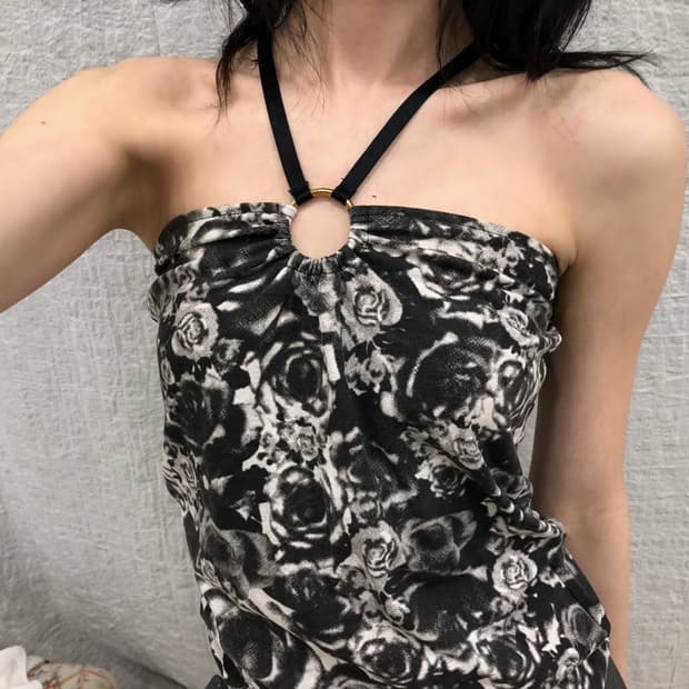 Black rose halter top