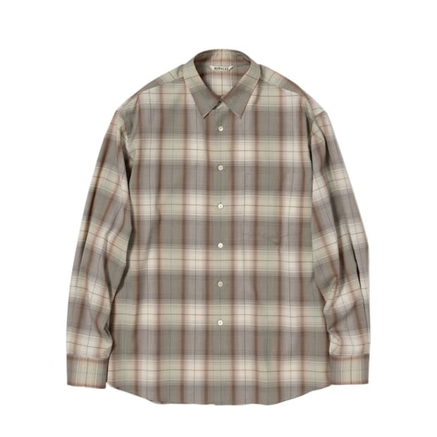 사이즈 5) 오라리 슈퍼 라이트 울 체크 셔츠 25ss 그레이 브라운