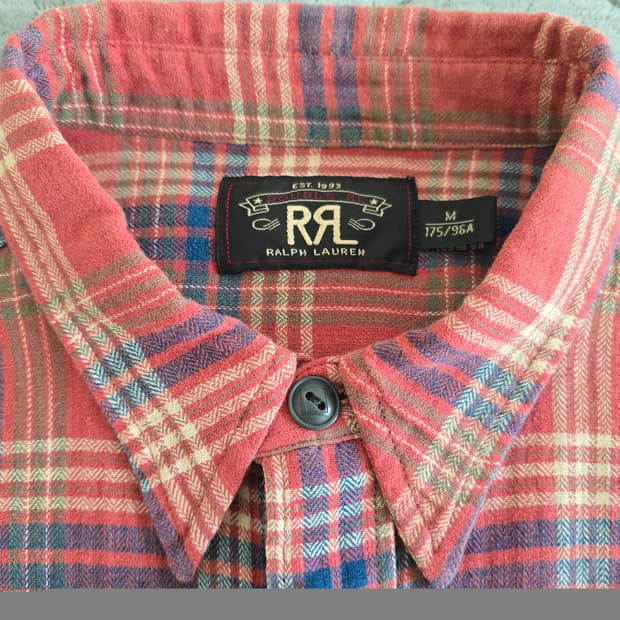 RRL 랄프로렌 코튼 리넨 헤링본 체크 워크셔츠​[M사이즈]